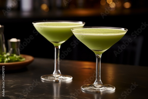 Wallpaper Mural Matcha martini in glasses on the table in the bar. A trendy drink. Torontodigital.ca