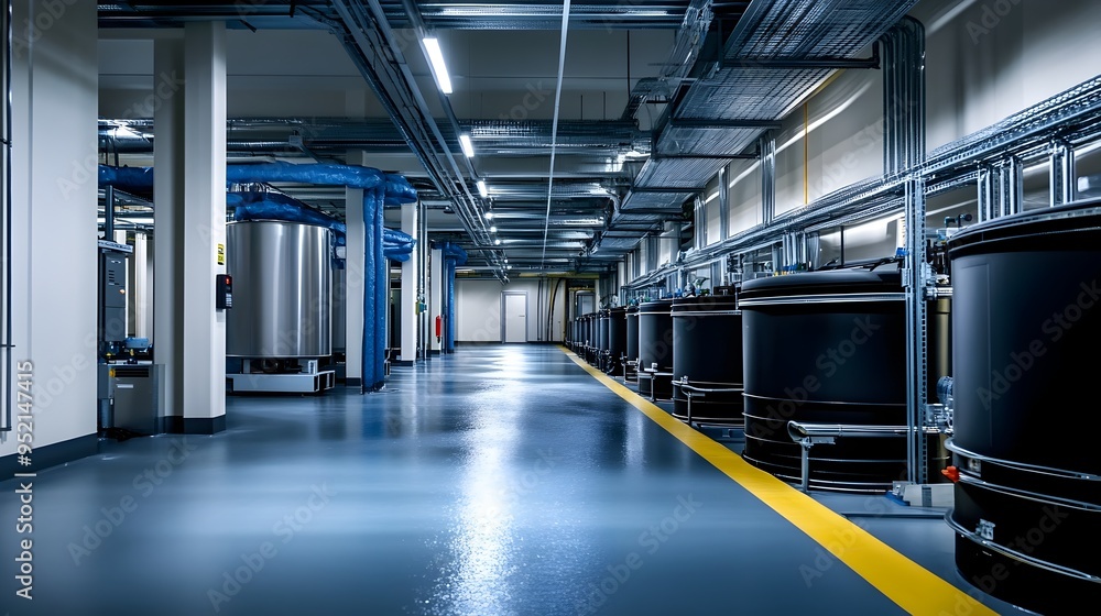 Futuristic data center facility featuring a rainwater harvesting system for sustainable energy and water management Futuristic data center facility featuring a rainwater harvesting system for sustainable energy and water management