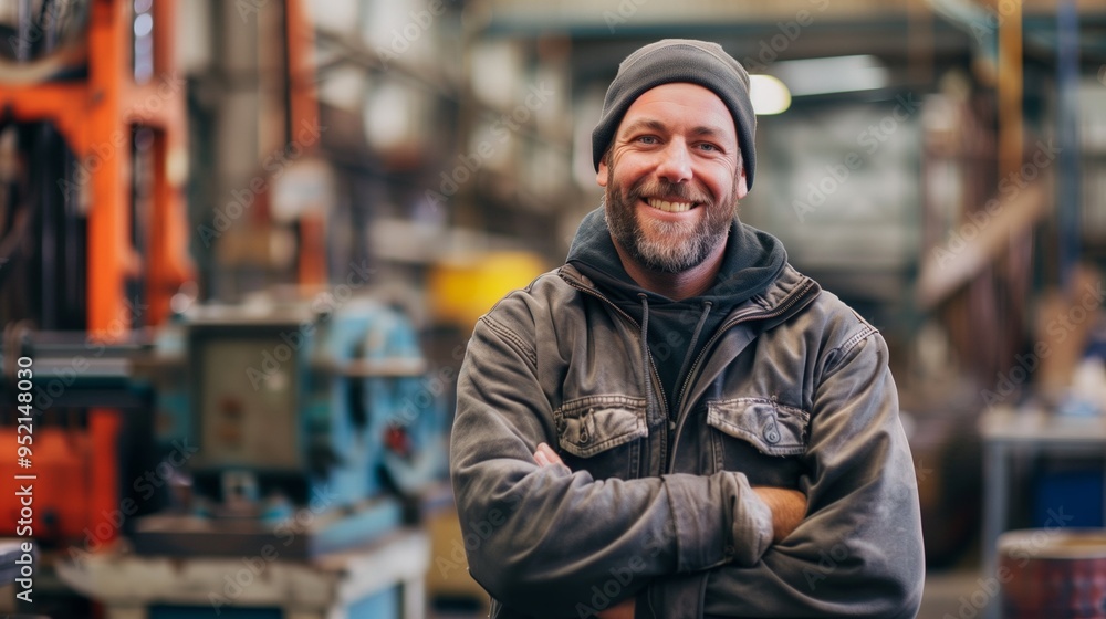 Smiling Mechanic in Workshop Smiling Mechanic in Workshop