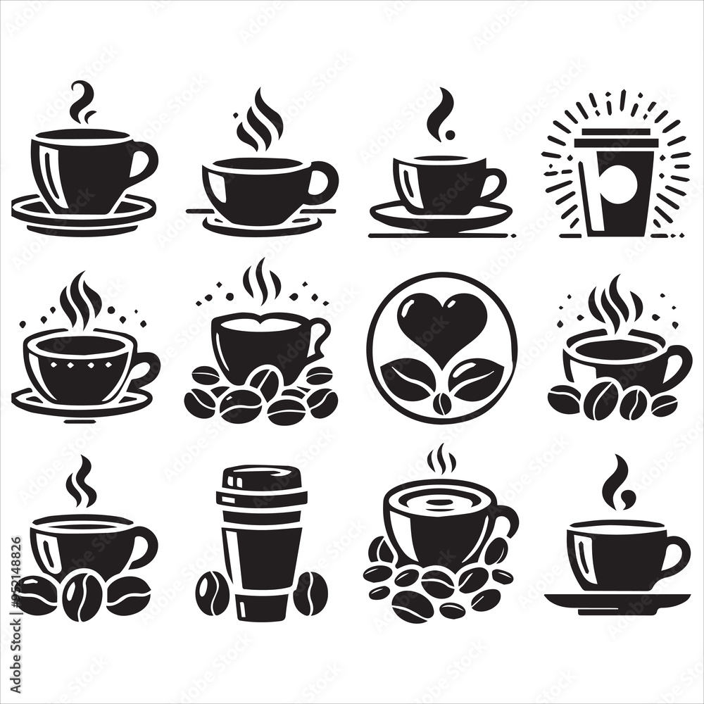 Print Coffee Beans Black silhouette vector in white background
Print Coffee Beans Black silhouette vector in white background