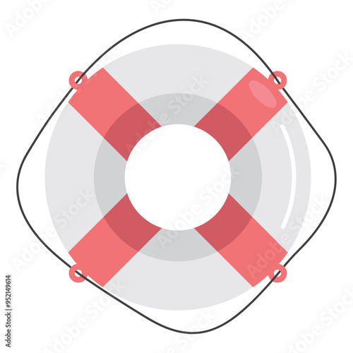 lifebuoy with white stripes and a rope