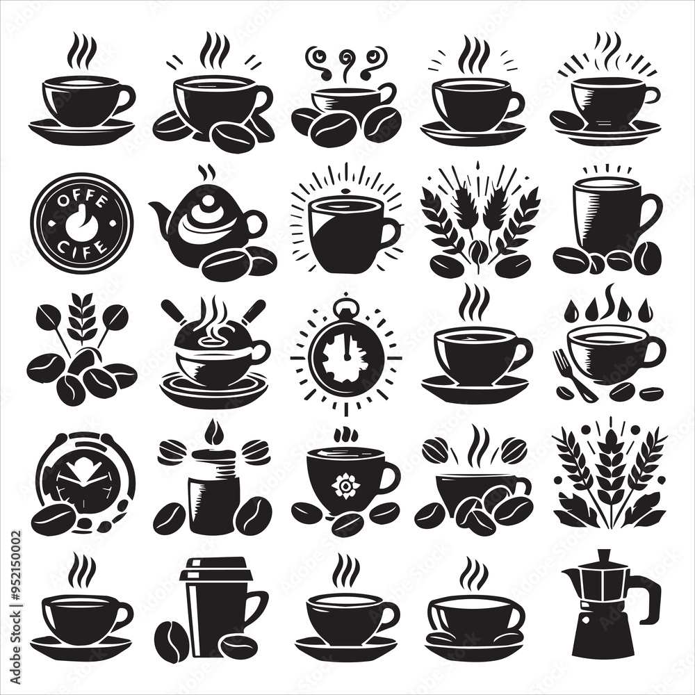 Print Coffee Beans Black silhouette vector in white background
Print Coffee Beans Black silhouette vector in white background