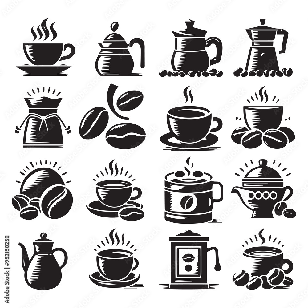 Print Coffee Beans Black silhouette vector in white background
Print Coffee Beans Black silhouette vector in white background