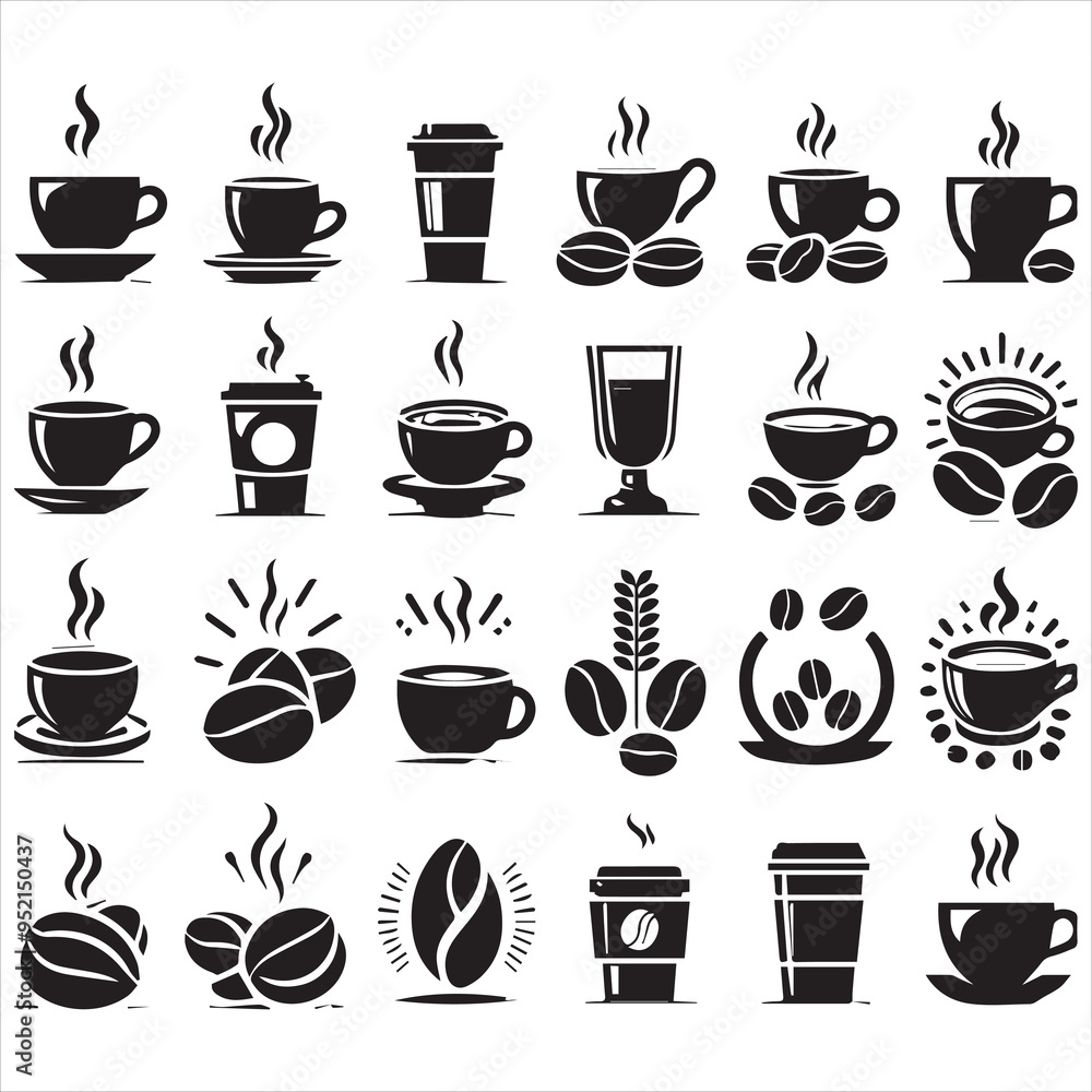 Print Coffee Beans Black silhouette vector in white background
Print Coffee Beans Black silhouette vector in white background