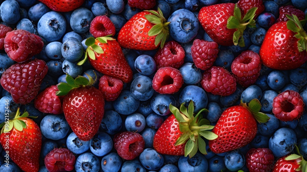 Seamless Repetitive background of blueberry and strawberry Seamless Repetitive background of blueberry and strawberry