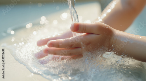 Wallpaper Mural hands washing under a tap,generative ai Torontodigital.ca