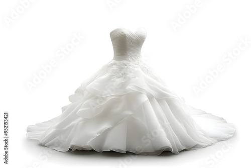 White wedding dress isolated on white background