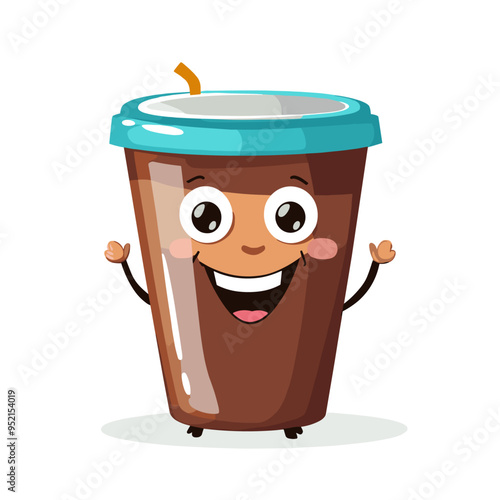 vector character paper cup on white background .Generative AI