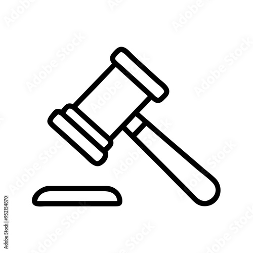 Gavel icon in black and white line art