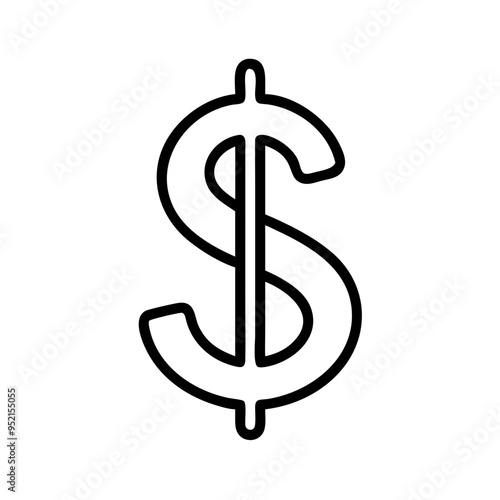 Dollar sign icon in black and white line art