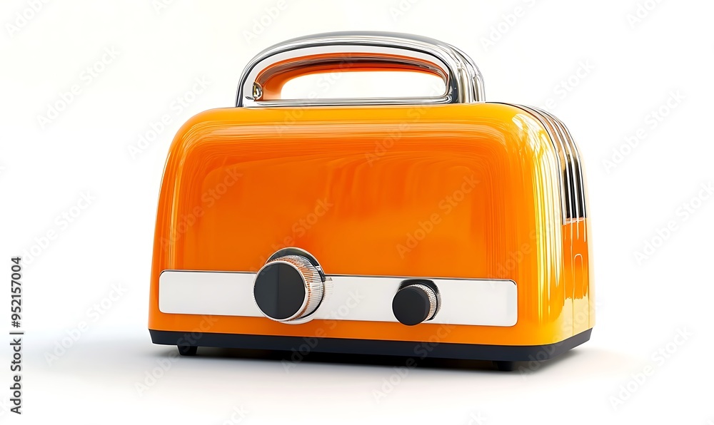 A realisti of a orange toaster isolated on a white background A realisti of a orange toaster isolated on a white background