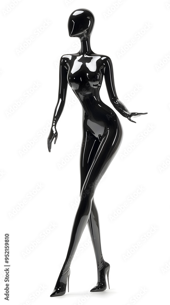 3D Fashion shiny black female mannequin for clothes isolated on white background. Black body silhouette, dressmakers dummy 3D Fashion shiny black female mannequin for clothes isolated on white background. Black body silhouette, dressmakers dummy