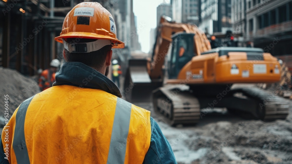 On-site, a construction engineer directs heavy machinery, balancing project management duties with stringent safety protocols. On-site, a construction engineer directs heavy machinery, balancing project management duties with stringent safety protocols.