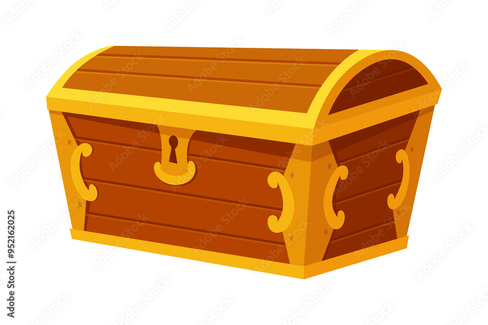 Chest. Game wooden antique box. Empty old wooden chest for gold treasure. Cartoon ancient container for pirates isolated icon on white Chest. Game wooden antique box. Empty old wooden chest for gold treasure. Cartoon ancient container for pirates isolated icon on white