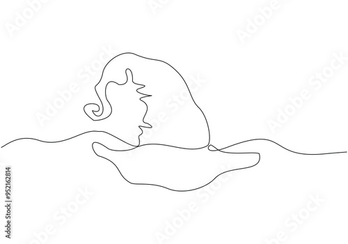 Continuous single line sketch drawing of wizard witch hat halloween costume one line vector illustration