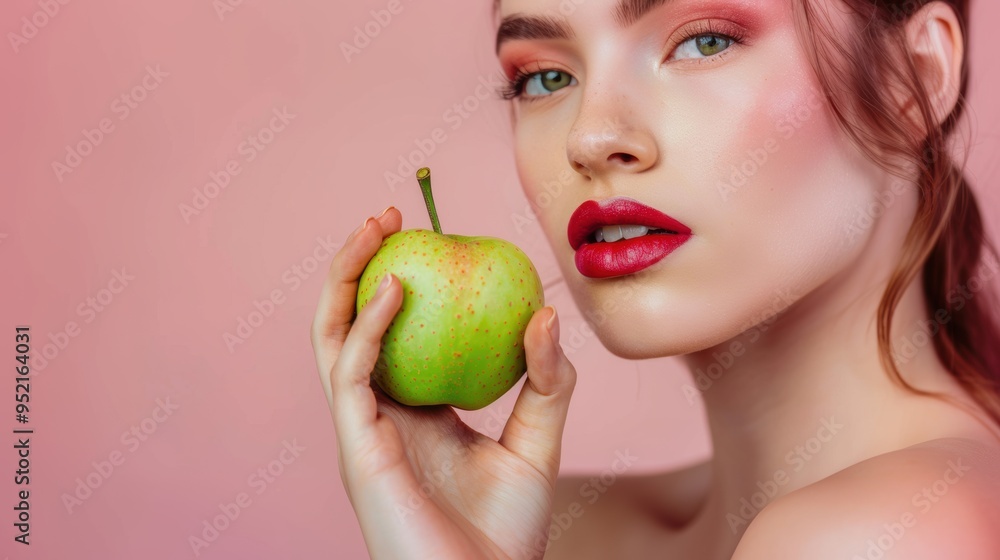 Beautiful woman holding a apple Beautiful woman holding a apple