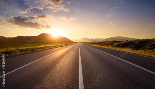 sunset background highway long road stretches into the distance empty street on a beautiful afternoon