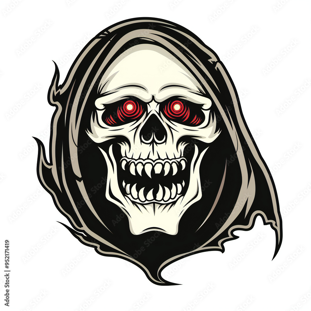 Fototapeta premium grim reaper head very simple traditional tattoo flash styles illustration