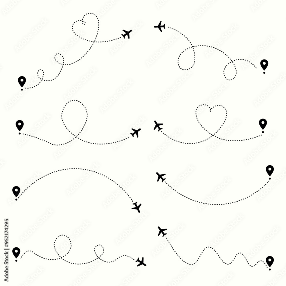 Vector simple planes with flight path Vector simple planes with flight path