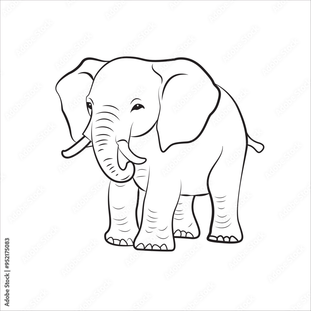 Fototapeta premium vector elephant line art illustration