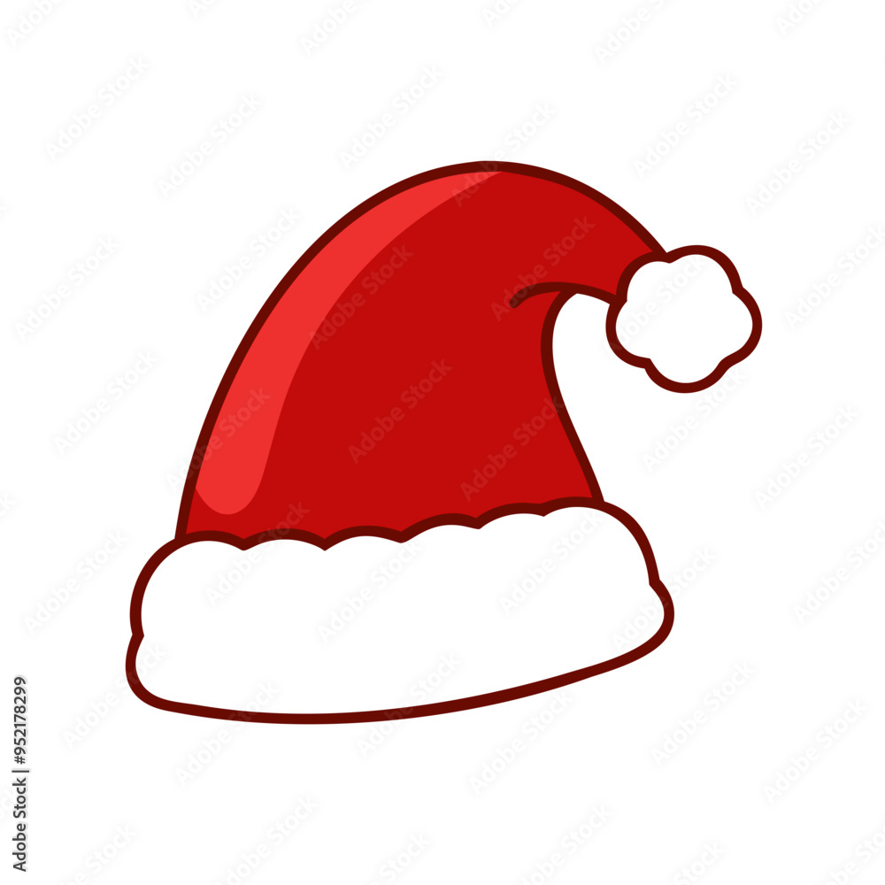 Classic Red Santa Hat with White Trim, Isolated on White Classic Red Santa Hat with White Trim, Isolated on White