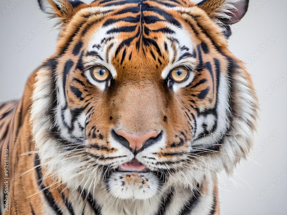 Portrait of a tiger on white background. Close-up. Portrait of a tiger on white background. Close-up.