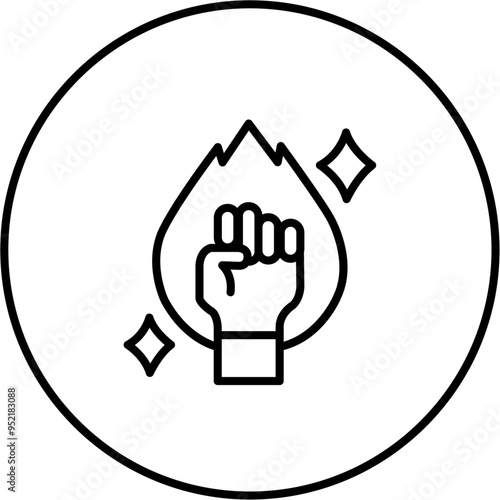 passion icon, icon, fire, fist, power, activism, hand up, gestures, protest, empowering, rights, courage, empowerment, activist, vector