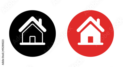 Home icon vector simple graphic modern house web symbol color black white line outline art stroke image clipart set real estate button pictogram glyph sign