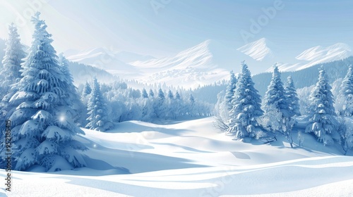 Beautiful winter landscape, perfect for skiing backgrounds, generative ia