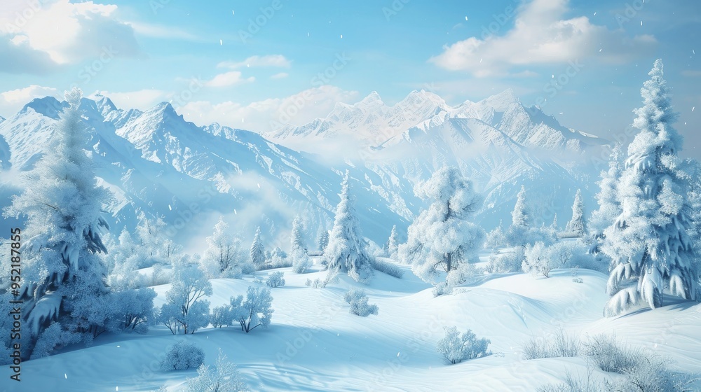 Obraz premium Beautiful winter landscape, perfect for skiing backgrounds, generative ia