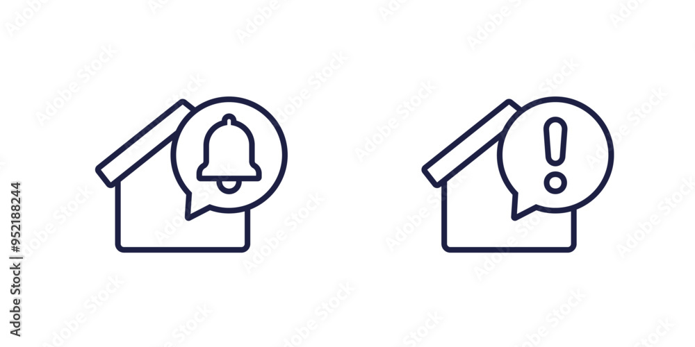 house and notification line icons, vector house and notification line icons, vector