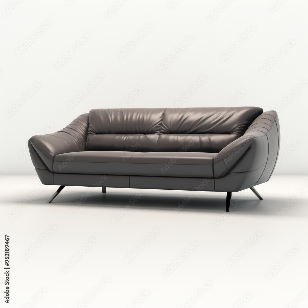 Design a dark gray leather sofa very soft