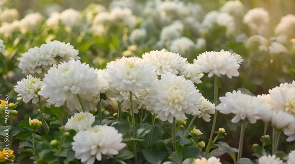 Close-up of Delicate White Flowers with Soft Green Foliage Close-up of Delicate White Flowers with Soft Green Foliage
