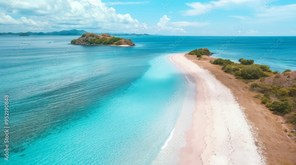Obraz premium Image of a beach with crystal-clear waters.