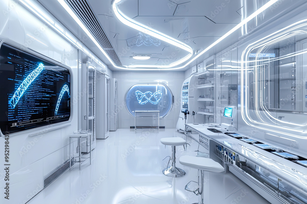 Obraz premium A Glimpse into the Future: A Sterile, High-Tech Lab, Ready for Scientific Breakthroughs.