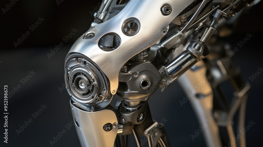 Fototapeta premium A close-up of a prosthetic leg's knee joint, showcasing the advanced mechanics and materials used.