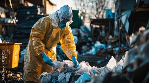 Hazardous Waste Disposal Worker in Protective Gear