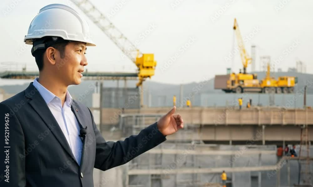 Chinese Asian engineer working in construction Chinese Asian engineer working in construction