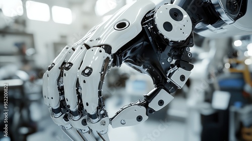 A close-up of a robot's skeletal structure, with focus on the metal joints and actuator mechanisms.