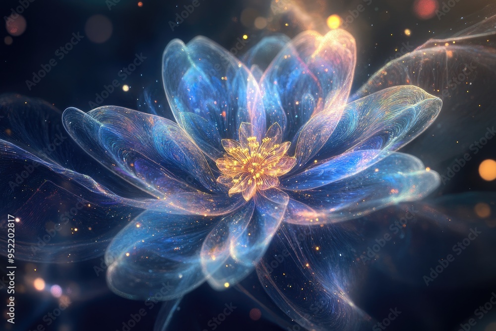 A Delicate Flower With Glowing Petals in a Cosmic Setting A Delicate Flower With Glowing Petals in a Cosmic Setting
