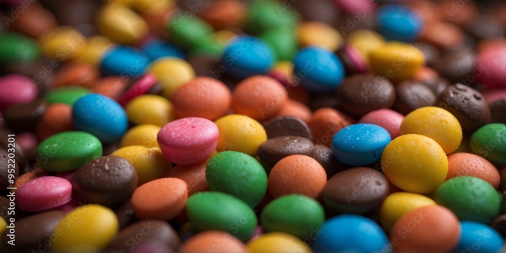 Close-up of colorful candy-coated chocolates. Close-up of colorful candy-coated chocolates.