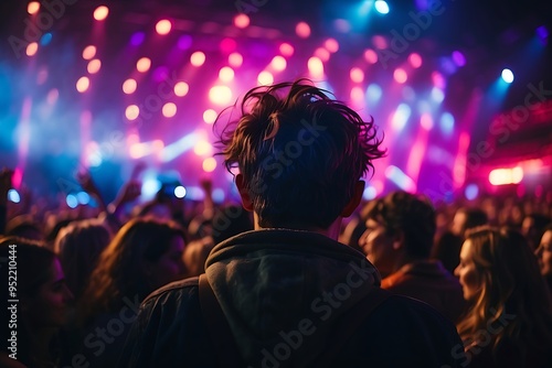 Young man in crowd at a concert