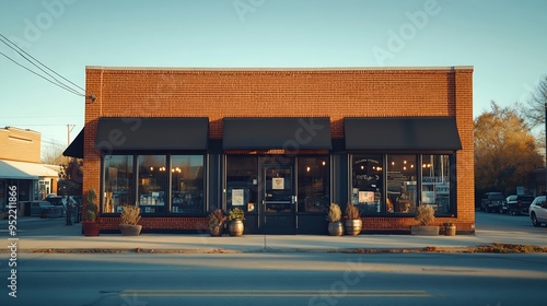Angle view of a small business building exterior : Generative AI