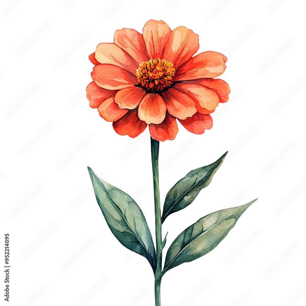 zinnia botanical watercolor clip art, isolated on white background zinnia botanical watercolor clip art, isolated on white background
