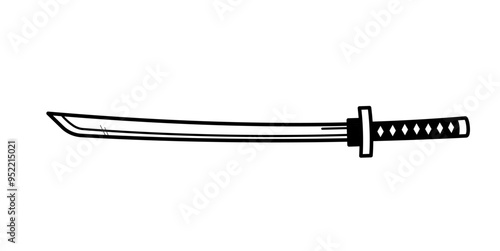 Japanese katana sword - vector illustration