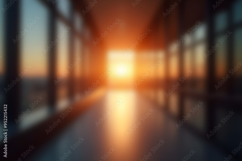 blurred business corridor with sunset blurred business corridor with sunset