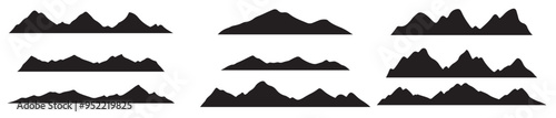 Set mountains silhouettes white background vector illustration.