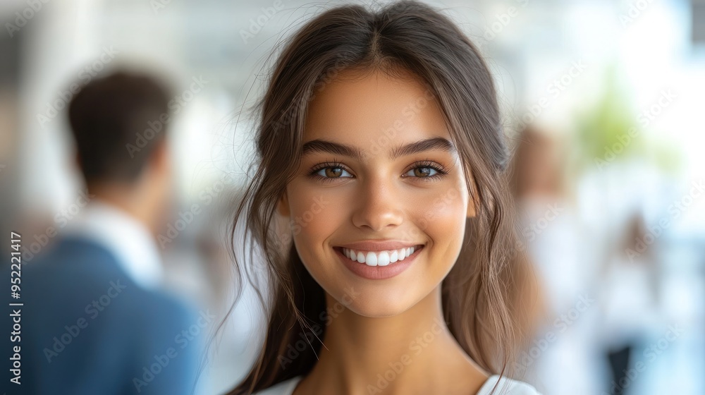 With her bright smile and engaging demeanor, a young woman captures the warmth of a vibrant afternoon gathering With her bright smile and engaging demeanor, a young woman captures the warmth of a vibrant afternoon gathering