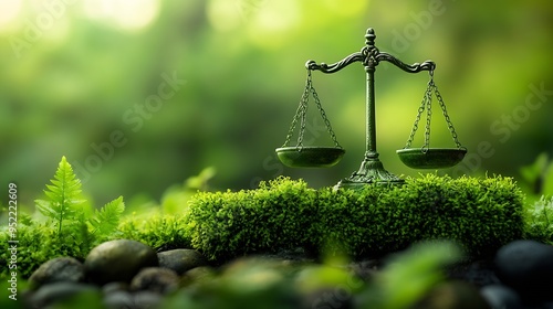 The concept of green law Carbon tax Environmental and social responsibility business concept International Law and Environmental Law Economic regulation law of environmental conservati : Generative AI photo