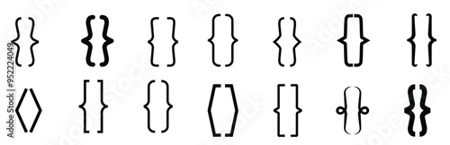 Brackets icon. Brackets border. Brackets border set. Quote frame.